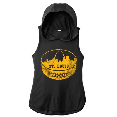 St. Louis Hockey Puck City Ladies PosiCharge Tri-Blend Wicking Draft Hoodie Tank