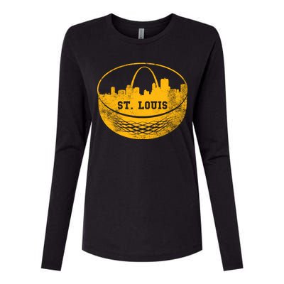 St. Louis Hockey Puck City Womens Cotton Relaxed Long Sleeve T-Shirt