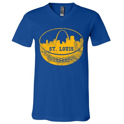 St. Louis Hockey Puck City V-Neck T-Shirt