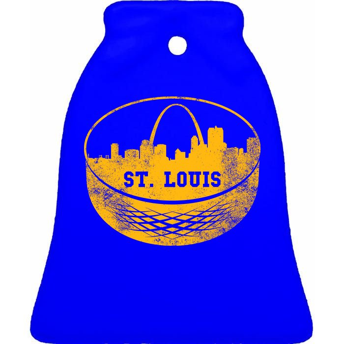 St. Louis Hockey Puck City Ceramic Bell Ornament