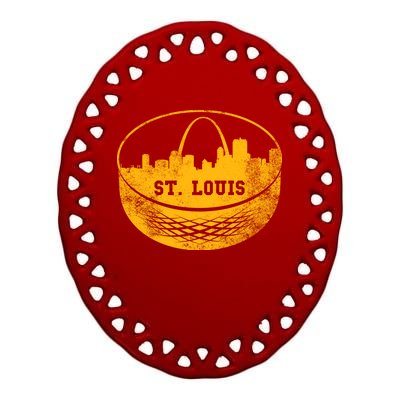 St. Louis Hockey Puck City Ceramic Oval Ornament