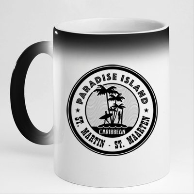 St. Martin Paradise Island 11oz Black Color Changing Mug