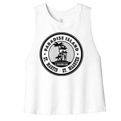 St. Martin Paradise Island Women's Racerback Cropped Tank