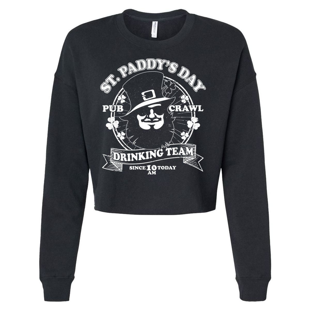 St. Paddy's Day Pub Crawl Drinking Team Cropped Pullover Crew