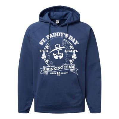 St. Paddy's Day Pub Crawl Drinking Team Performance Fleece Hoodie