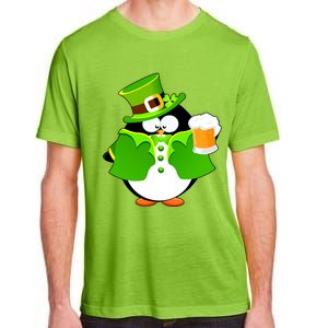 St. Patrack's Day Funny Penguin Drinking Beer Adult ChromaSoft Performance T-Shirt