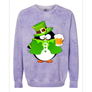 St. Patrack's Day Funny Penguin Drinking Beer Colorblast Crewneck Sweatshirt