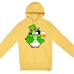 St. Patrack's Day Funny Penguin Drinking Beer Premium Pullover Hoodie