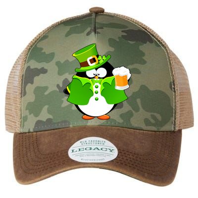St. Patrack's Day Funny Penguin Drinking Beer Legacy Tie Dye Trucker Hat