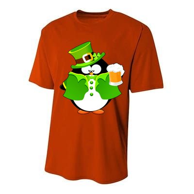 St. Patrack's Day Funny Penguin Drinking Beer Performance Sprint T-Shirt