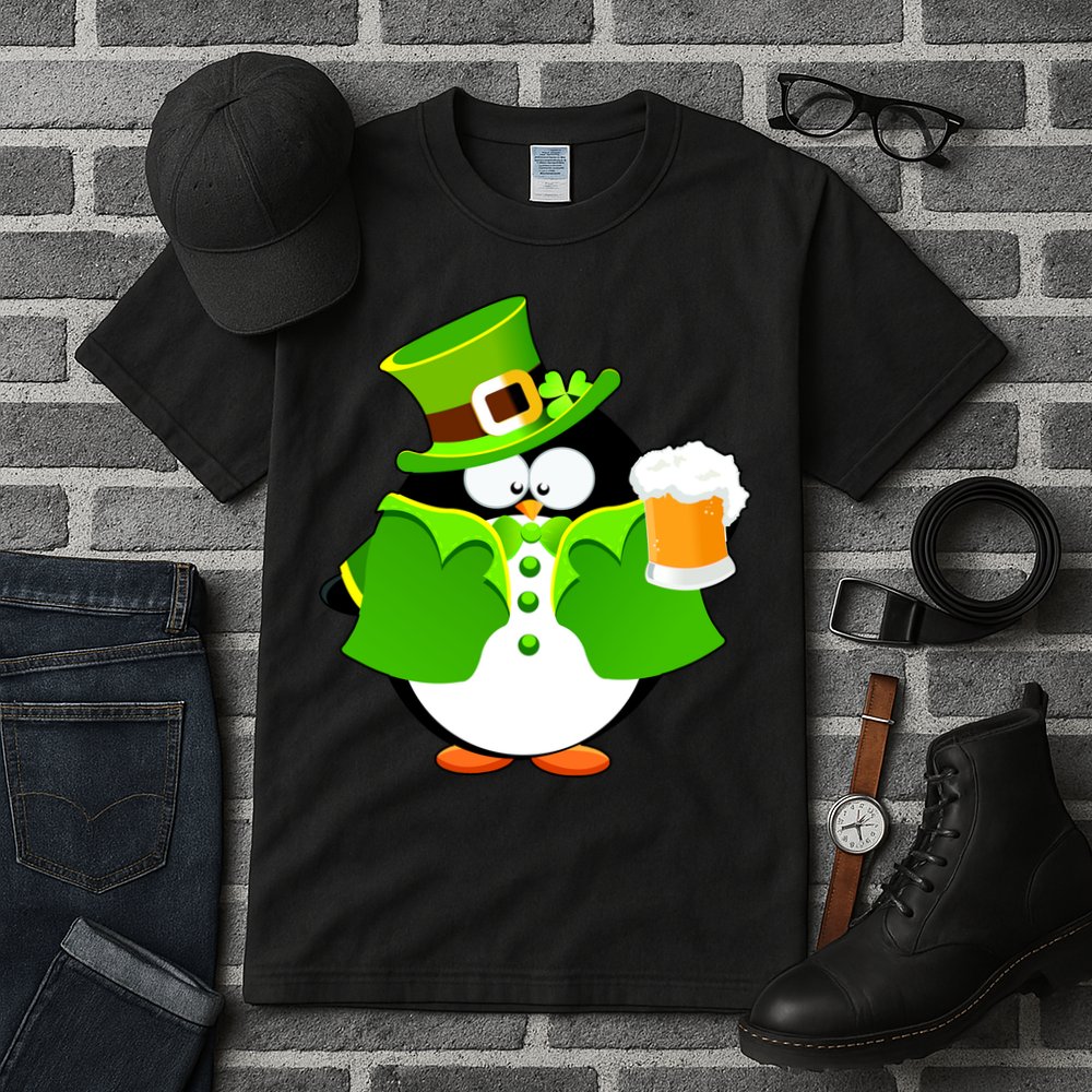 St. Patrack's Day Funny Penguin Drinking Beer Tall T-Shirt