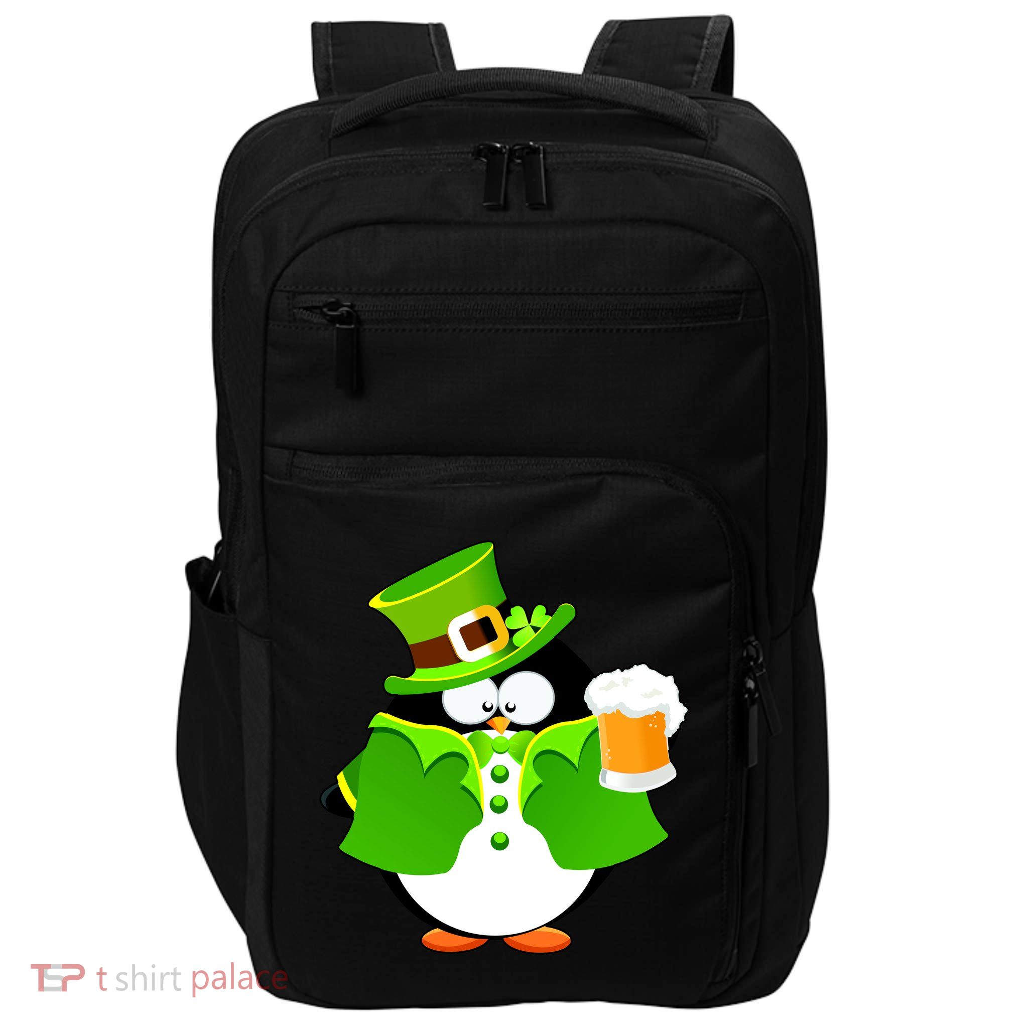 St. Patrack's Day Funny Penguin Drinking Beer Impact Tech Backpack