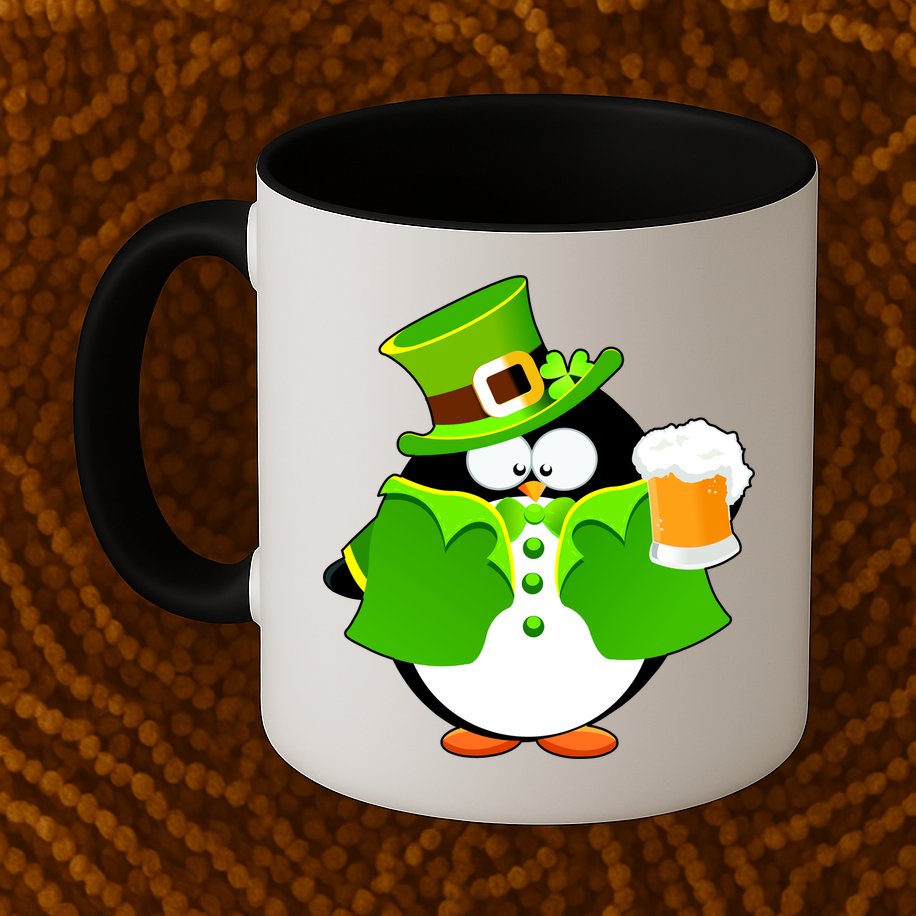 St. Patrack's Day Funny Penguin Drinking Beer Mug
