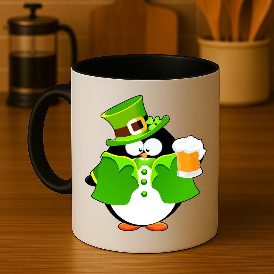 St. Patrack's Day Funny Penguin Drinking Beer Mug