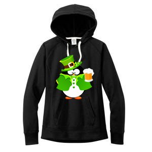 St. Patrack's Day Funny Penguin Drinking Beer Women's Fleece Hoodie