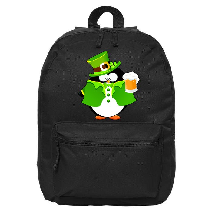 St. Patrack's Day Funny Penguin Drinking Beer 16 in Basic Backpack
