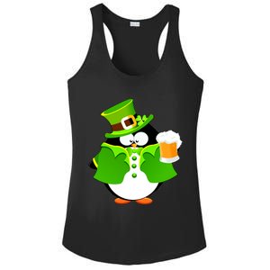 St. Patrack's Day Funny Penguin Drinking Beer Ladies PosiCharge Competitor Racerback Tank