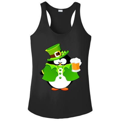 St. Patrack's Day Funny Penguin Drinking Beer Ladies PosiCharge Competitor Racerback Tank