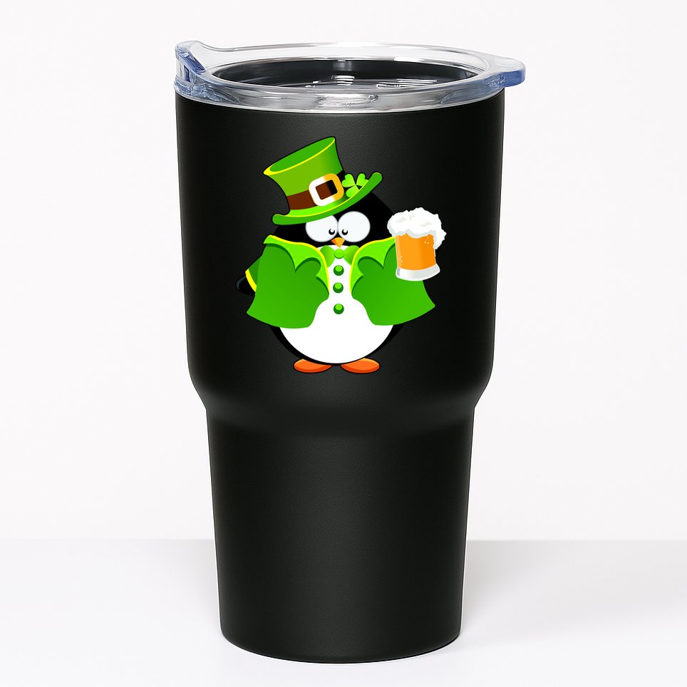St. Patrack's Day Funny Penguin Drinking Beer Tumbler