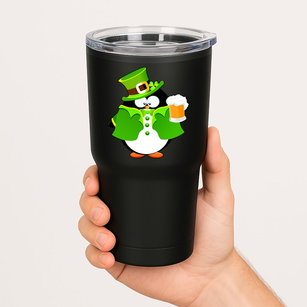 St. Patrack's Day Funny Penguin Drinking Beer Tumbler
