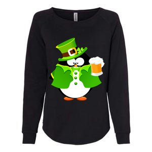 St. Patrack's Day Funny Penguin Drinking Beer Womens California Wash Sweatshirt