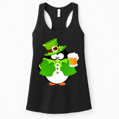 St. Patrack's Day Funny Penguin Drinking Beer Womens Tank Top