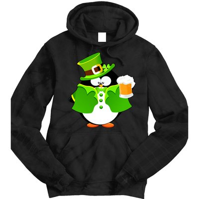 St. Patrack's Day Funny Penguin Drinking Beer Tie Dye Hoodie