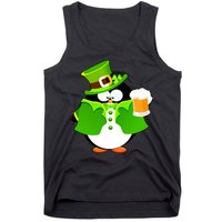 St. Patrack's Day Funny Penguin Drinking Beer Tank Top
