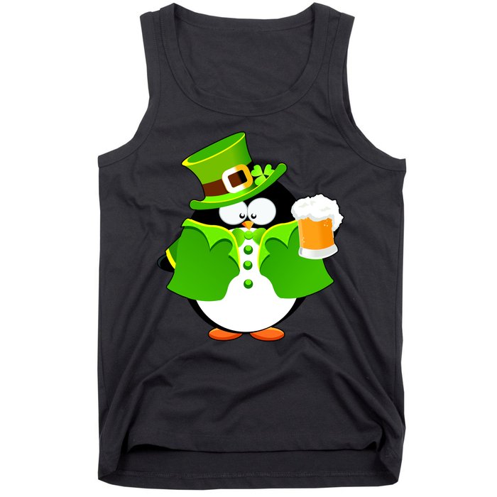 St. Patrack's Day Funny Penguin Drinking Beer Tank Top