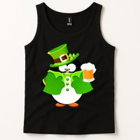 St. Patrack's Day Funny Penguin Drinking Beer Tank Top