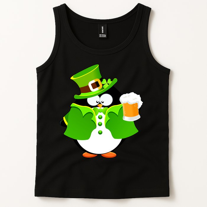 St. Patrack's Day Funny Penguin Drinking Beer Tank Top