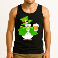 St. Patrack's Day Funny Penguin Drinking Beer Tank Top