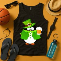 St. Patrack's Day Funny Penguin Drinking Beer Tank Top