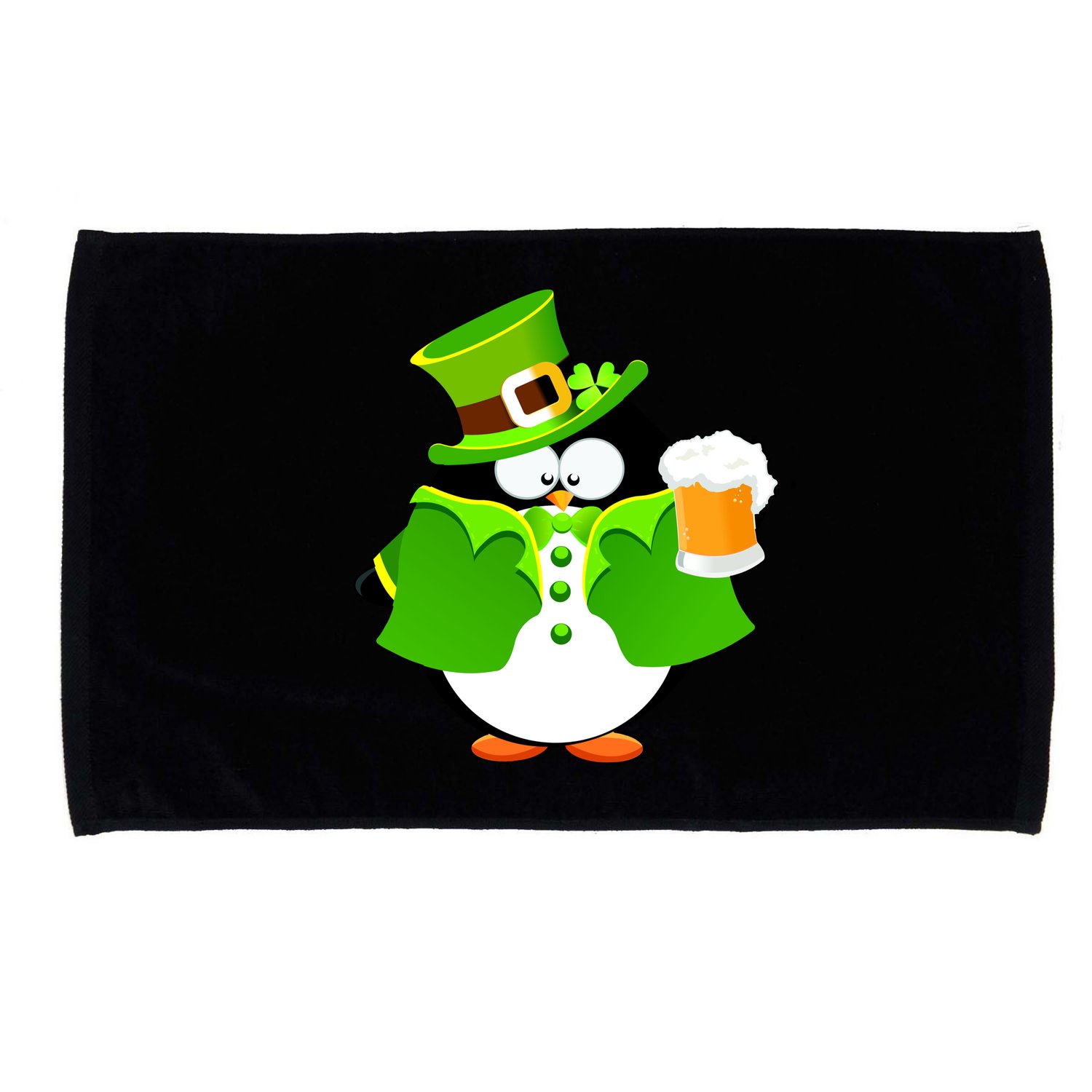 St. Patrack's Day Funny Penguin Drinking Beer Microfiber Hand Towel