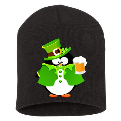 St. Patrack's Day Funny Penguin Drinking Beer Short Acrylic Beanie