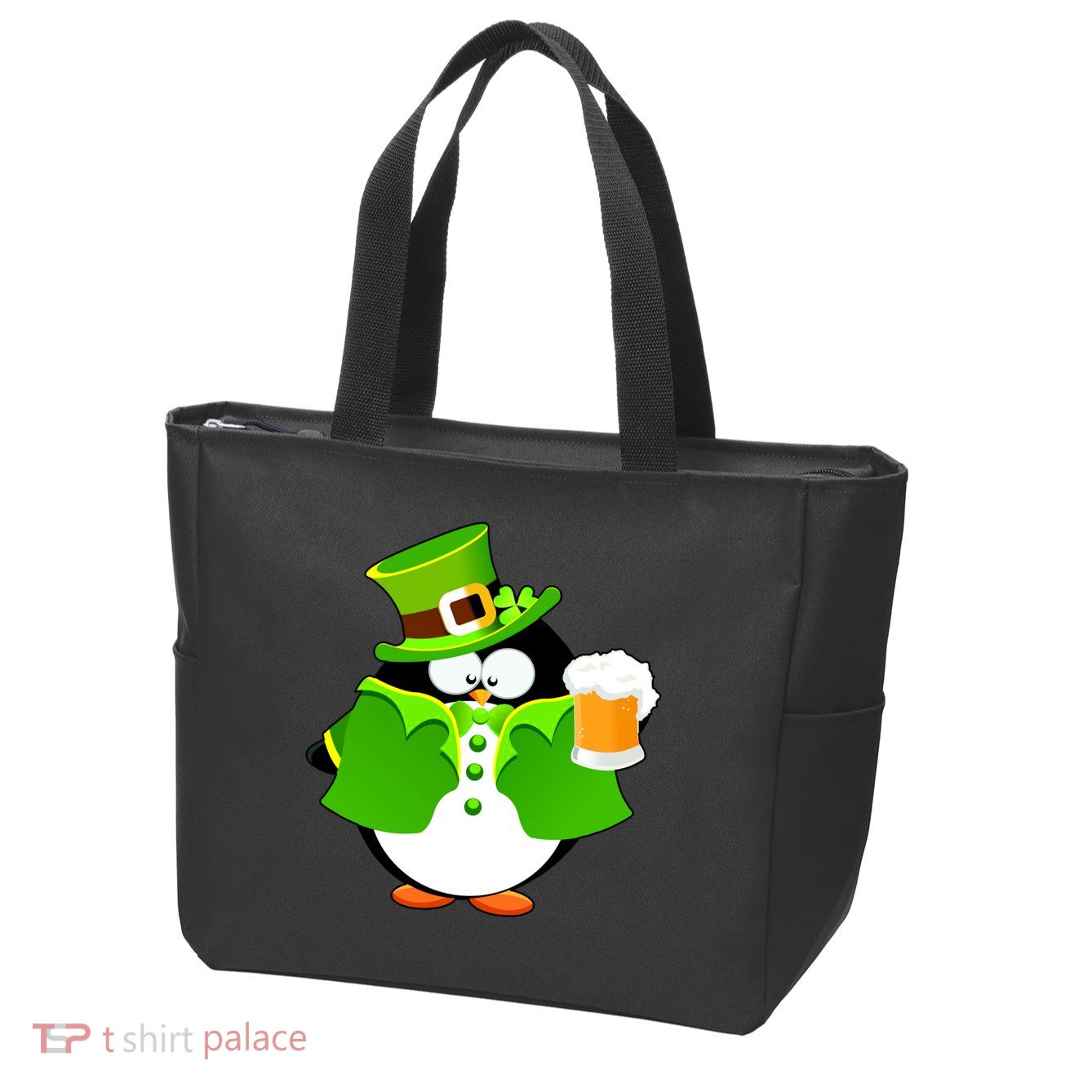 St. Patrack's Day Funny Penguin Drinking Beer Zip Tote Bag