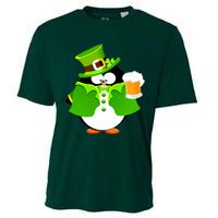 St. Patrack's Day Funny Penguin Drinking Beer Cooling Performance Crew T-Shirt