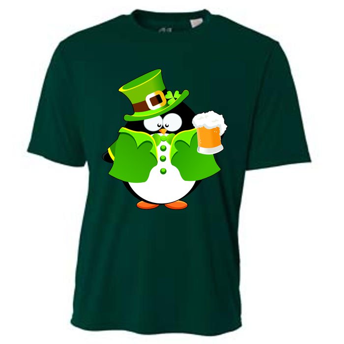 St. Patrack's Day Funny Penguin Drinking Beer Cooling Performance Crew T-Shirt