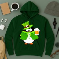 St. Patrack's Day Funny Penguin Drinking Beer Hoodie