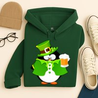 St. Patrack's Day Funny Penguin Drinking Beer Hoodie