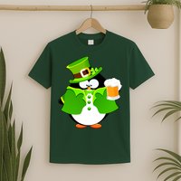 St. Patrack's Day Funny Penguin Drinking Beer T-Shirt