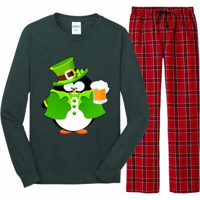 St. Patrack's Day Funny Penguin Drinking Beer Long Sleeve Pajama Set