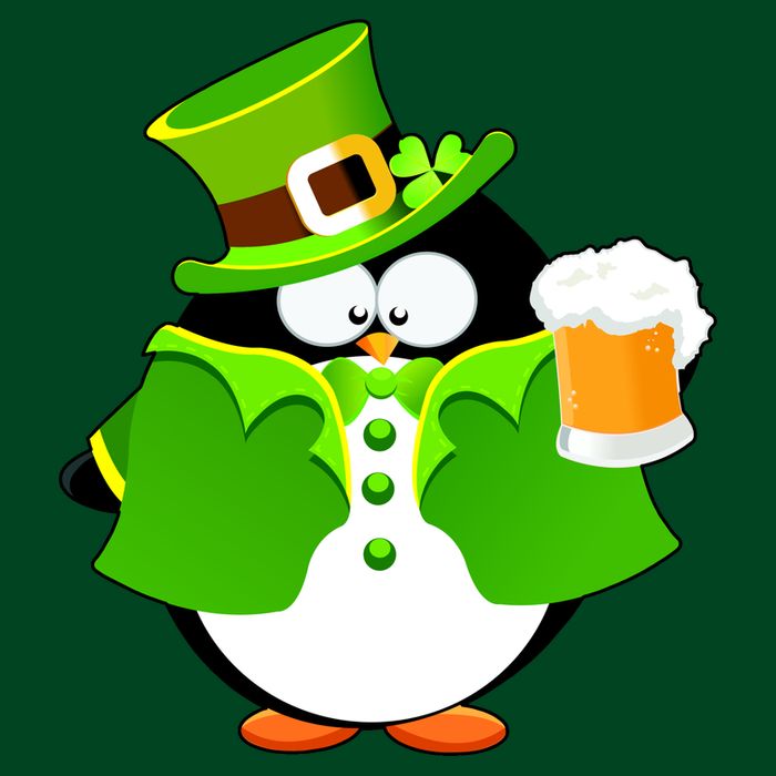 St. Patrack's Day Funny Penguin Drinking Beer Sustainable Beanie