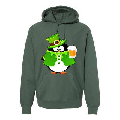 St. Patrack's Day Funny Penguin Drinking Beer Premium Hoodie