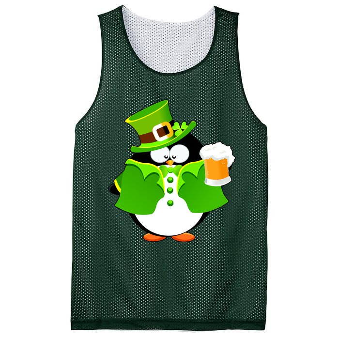 St. Patrack's Day Funny Penguin Drinking Beer Mesh Reversible Basketball Jersey Tank