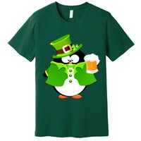 St. Patrack's Day Funny Penguin Drinking Beer Premium T-Shirt