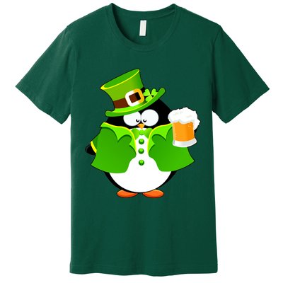 St. Patrack's Day Funny Penguin Drinking Beer Premium T-Shirt