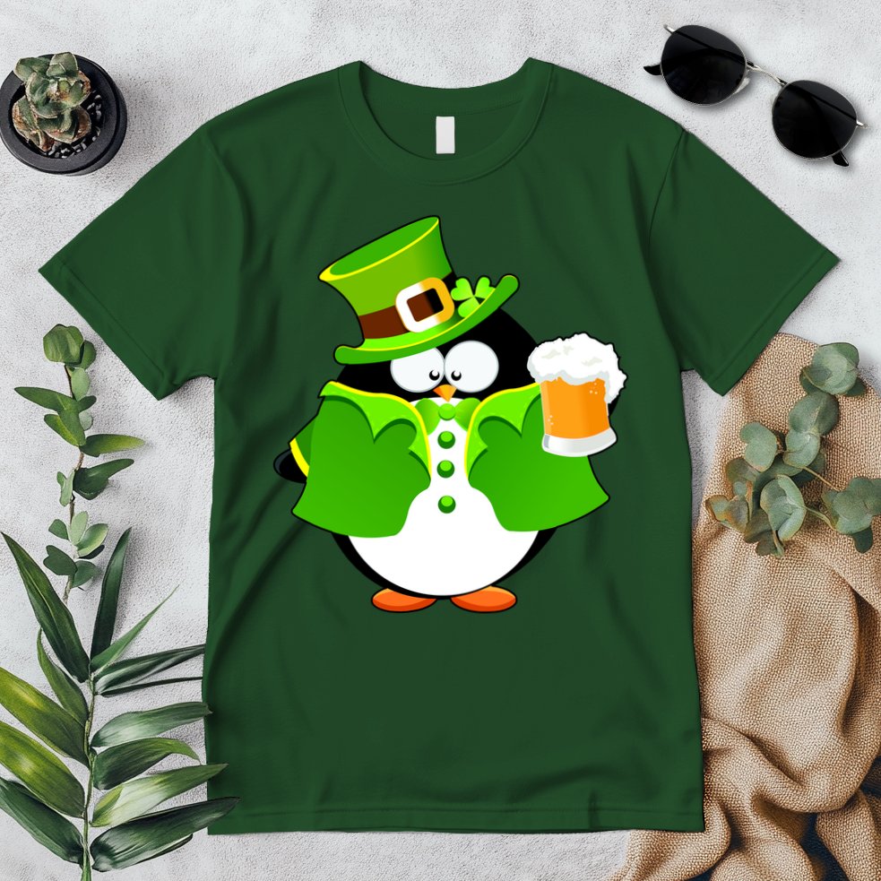 St. Patrack's Day Funny Penguin Drinking Beer Premium T-Shirt