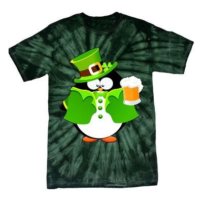 St. Patrack's Day Funny Penguin Drinking Beer Tie-Dye T-Shirt