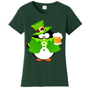 St. Patrack's Day Funny Penguin Drinking Beer Women's T-Shirt